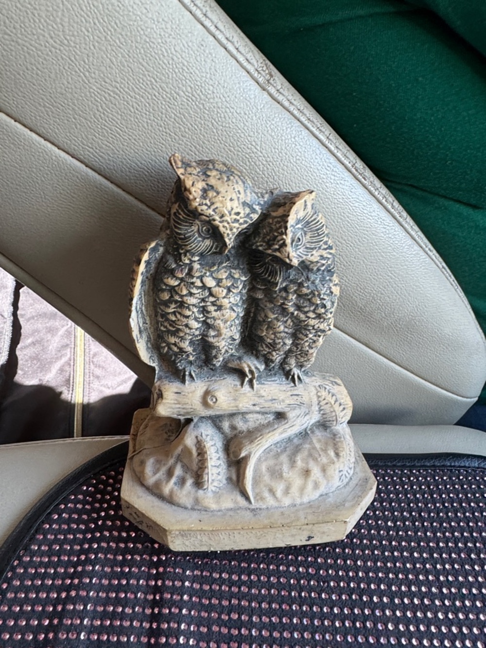 6” Vintage Sears Hand Carved Resin Decorative Double Owl Figurine (Home Decor)